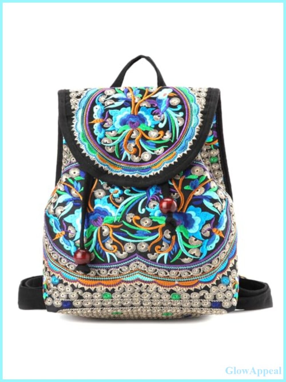 Embroidered Canvas Mini Backpack Purse Boho Travel Daypack